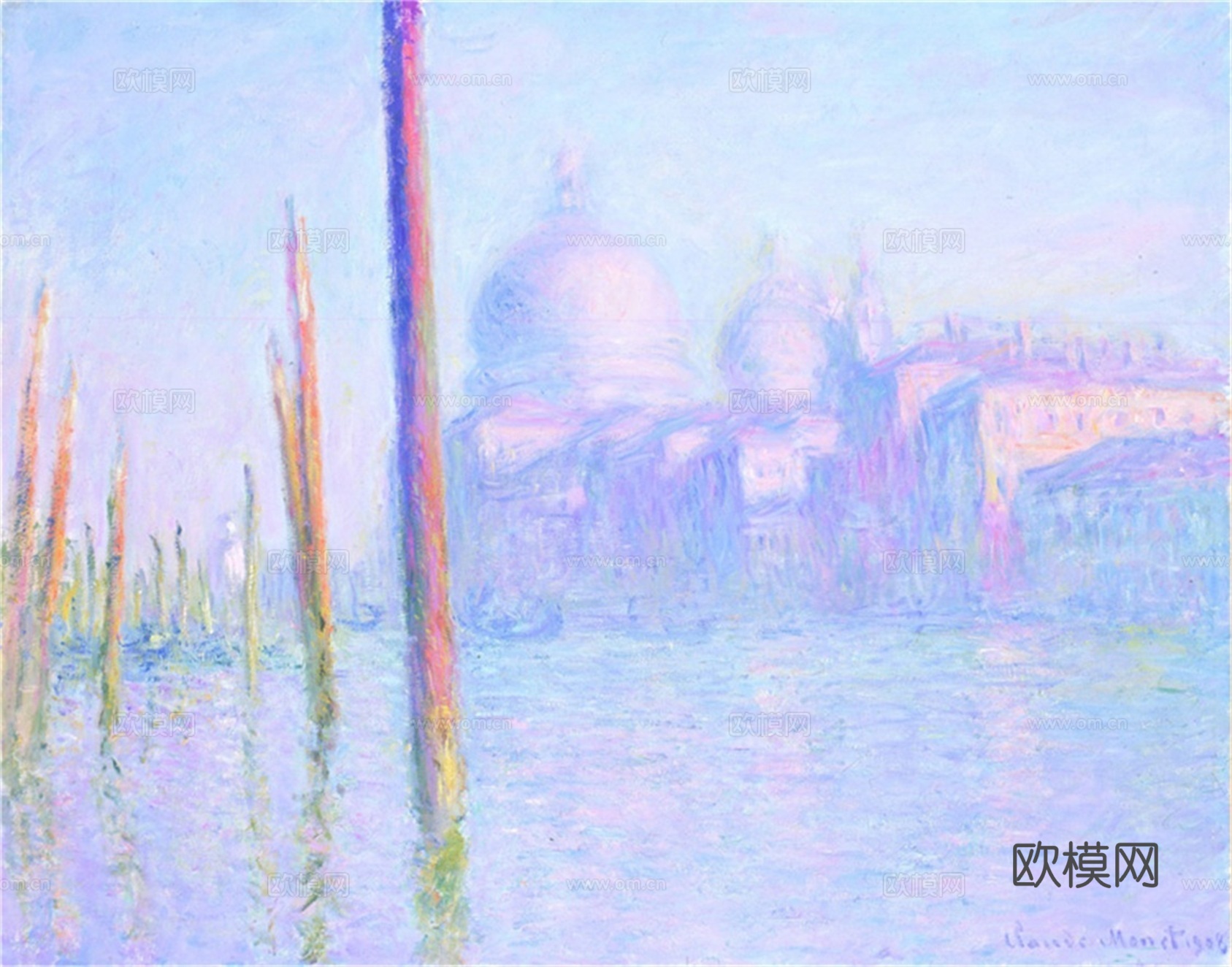 莫奈印象派绘画作品，世界经典名画42威尼斯大运河 美国旧金山