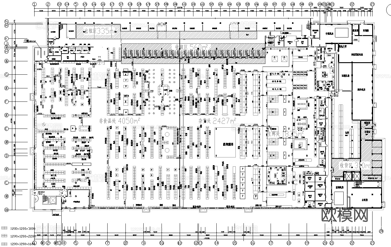 12000平大型超市 最新全套施工图合集cad施工图cad施工图