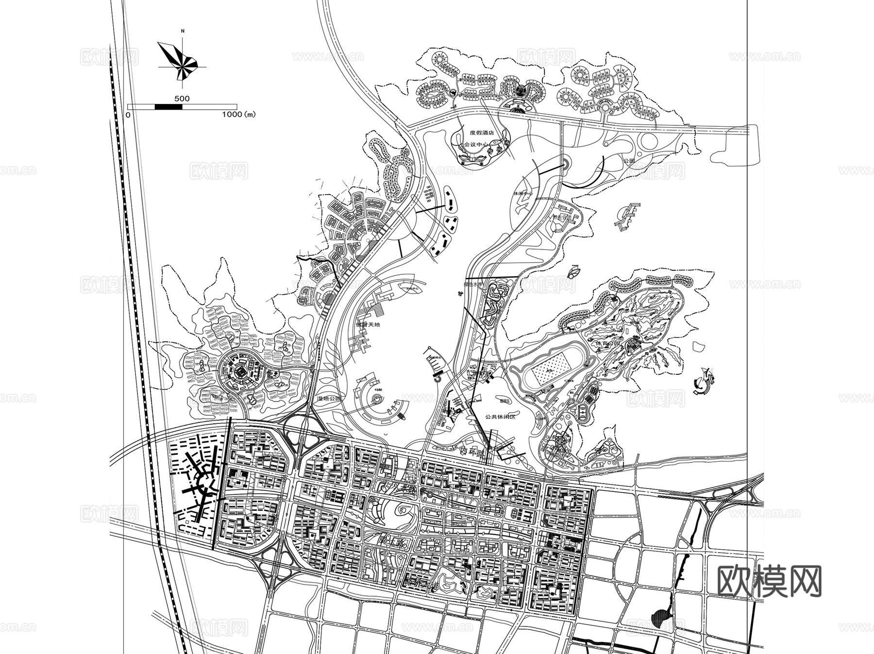 行政中心商办片区城市规划CAD总平面图施工图集46套cad施工图
