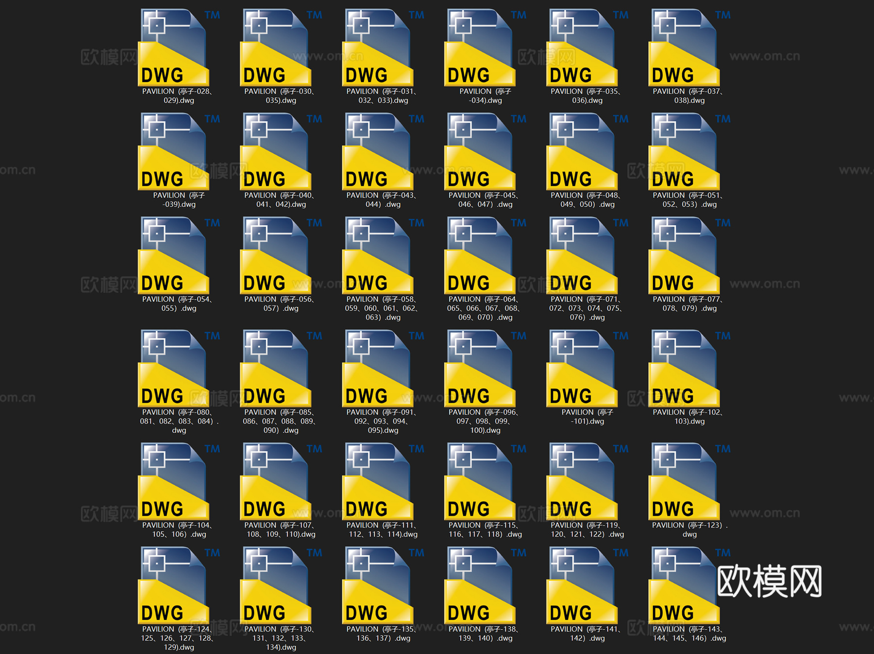 园林欧式休闲景观亭大样CAD施工图集 35套cad施工图