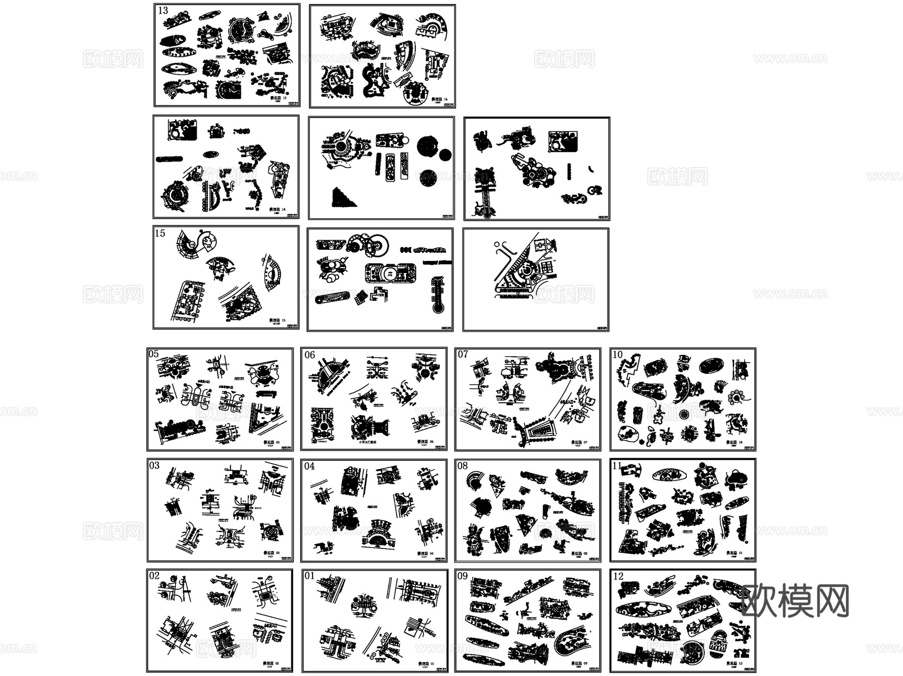 常用园林景观素材图块图库CAD施工图集cad施工图