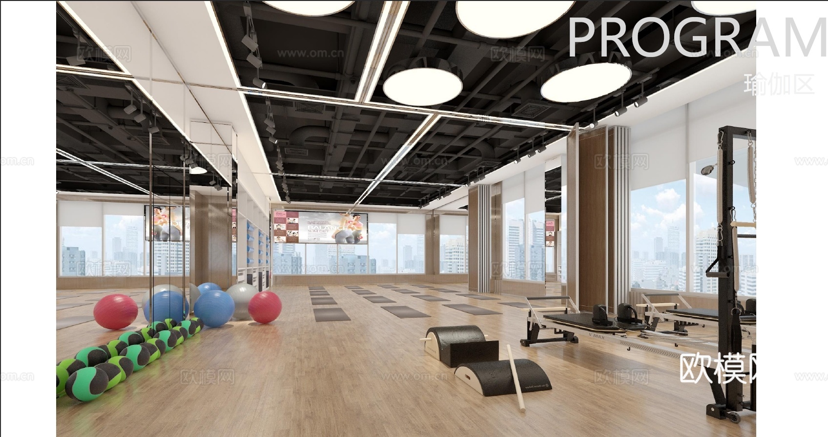 健身房 最新全套施工图 效果图合集cad施工图