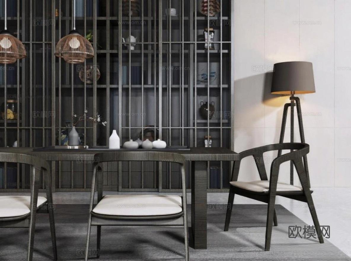 现代简约家居设计 餐厅装修装饰灵感 3D渲染效果图 深灰色调家具搭配技巧免费3d模型下载