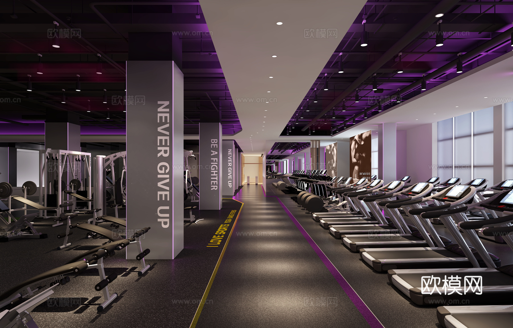 健身房 最新全套施工图 效果图合集cad施工图