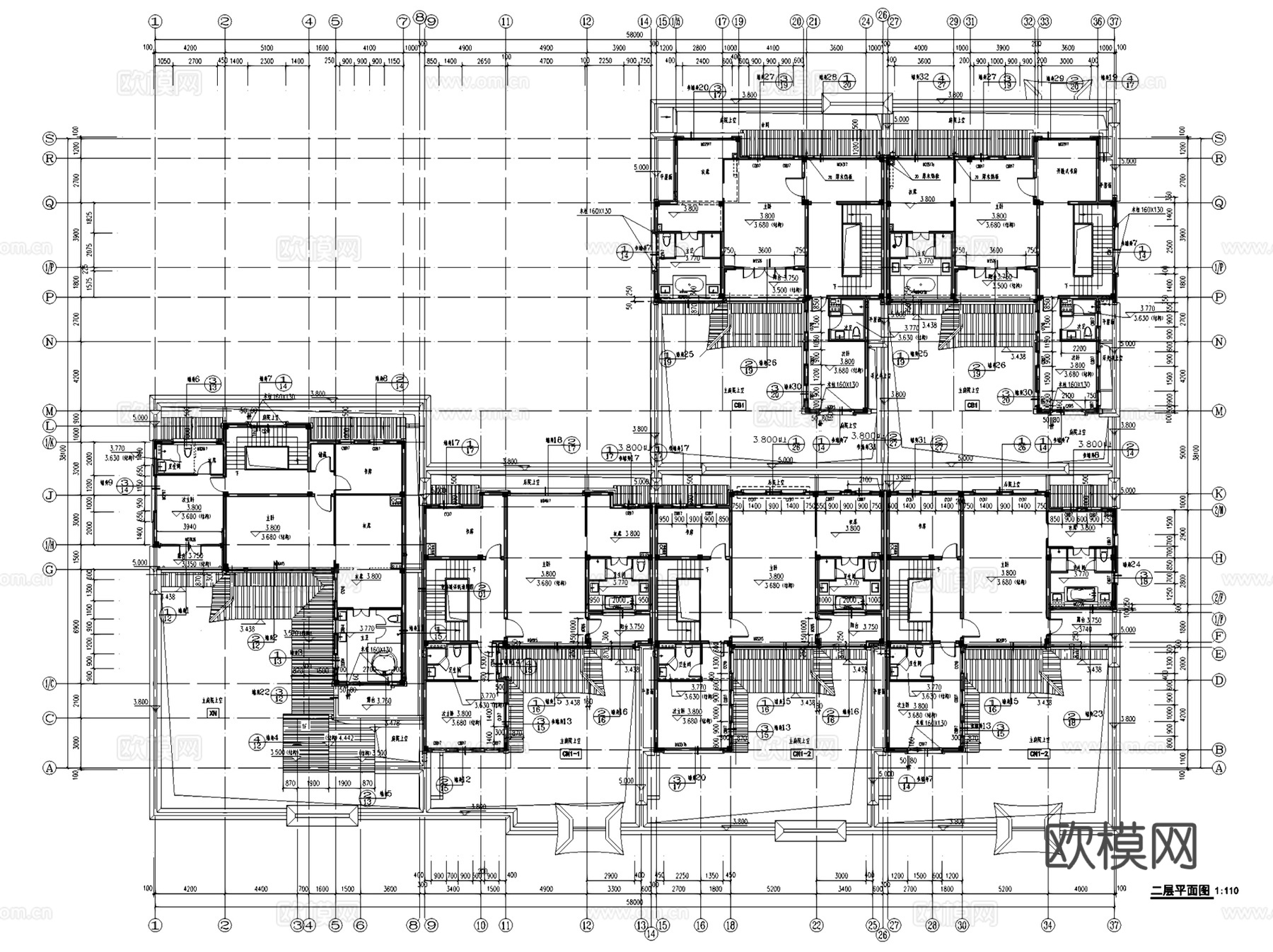 苏州绿城桃花源新中式别墅建筑CAD施工图全套cad施工图