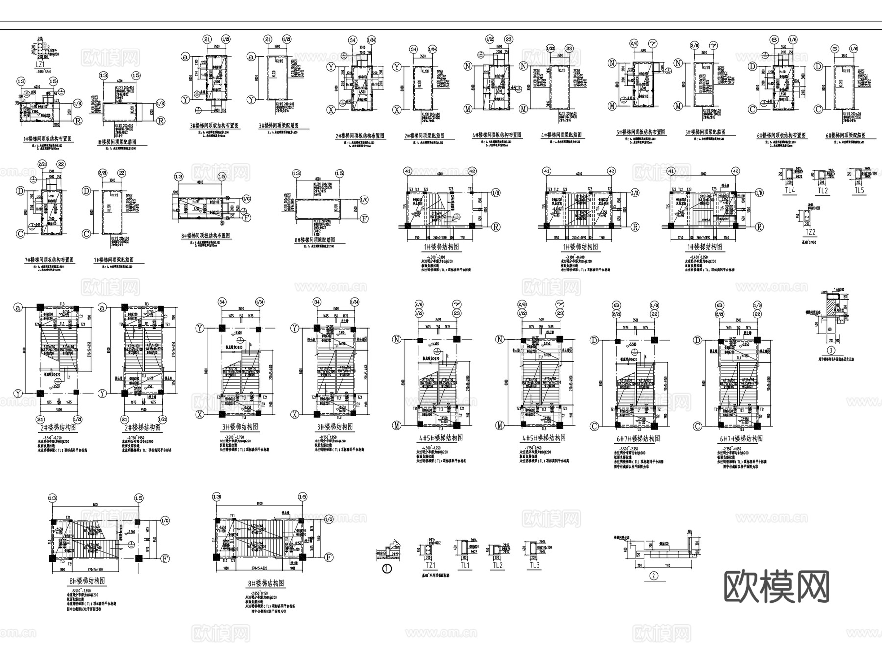 车库停车场停车位CAD施工图集cad施工图