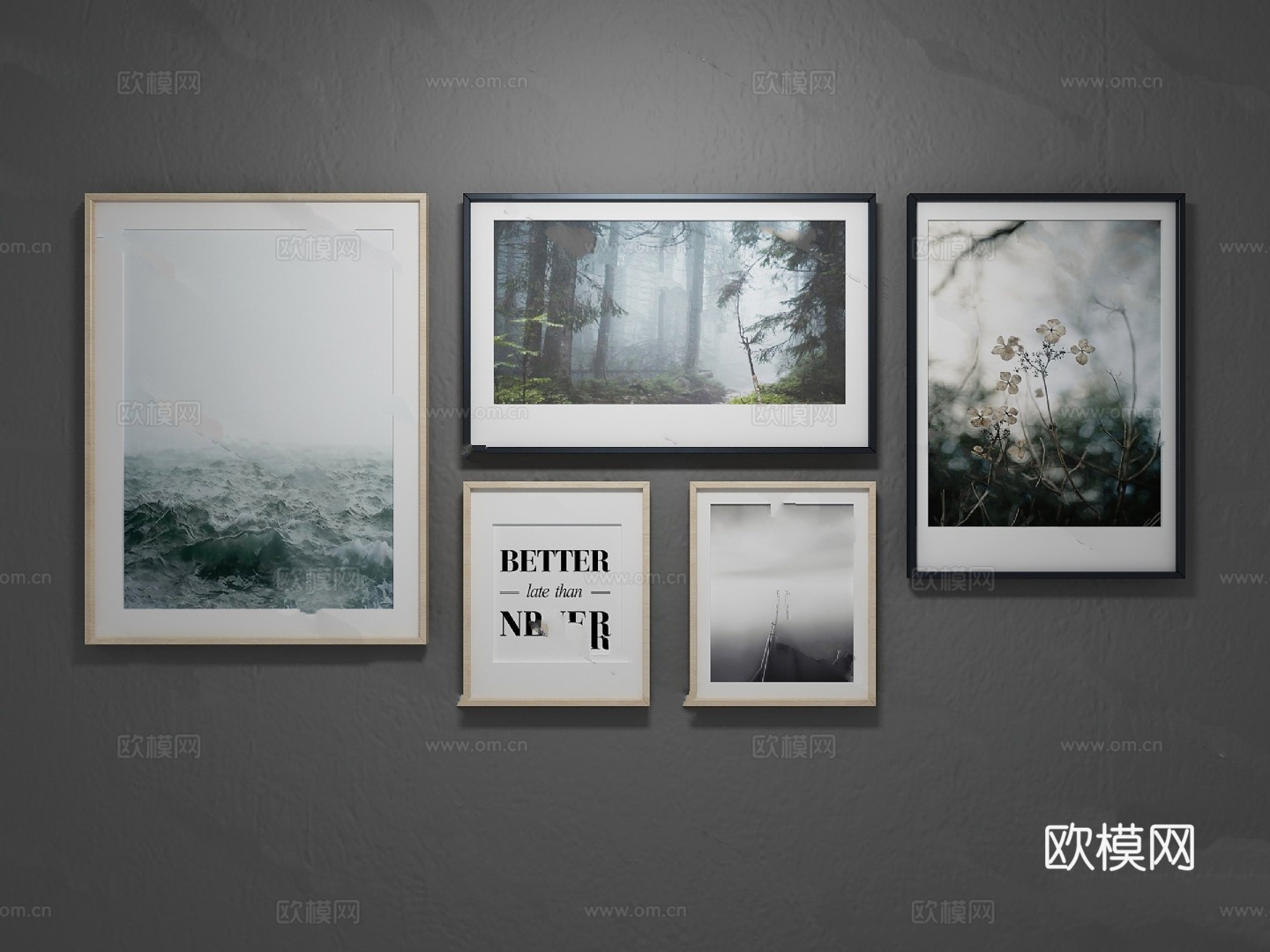 现代北欧装饰画组合3d模型下载（渲染图1）