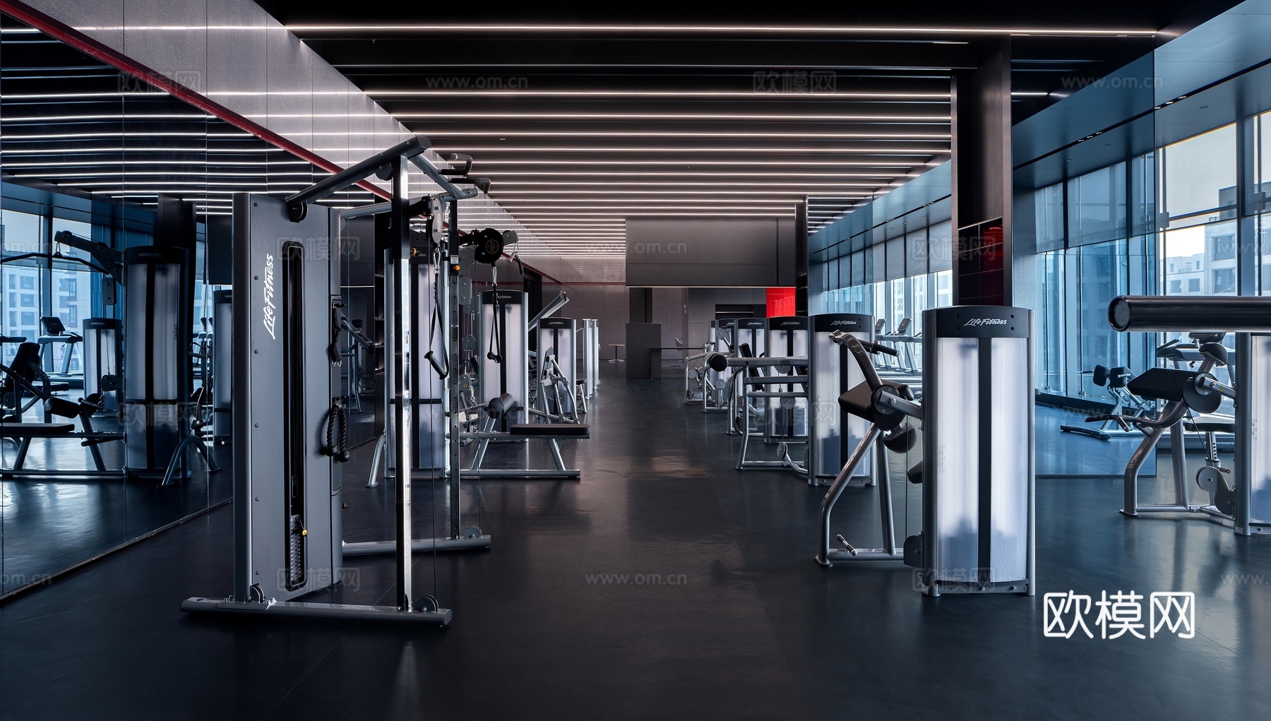 健身房 最新全套施工图 效果图合集cad施工图