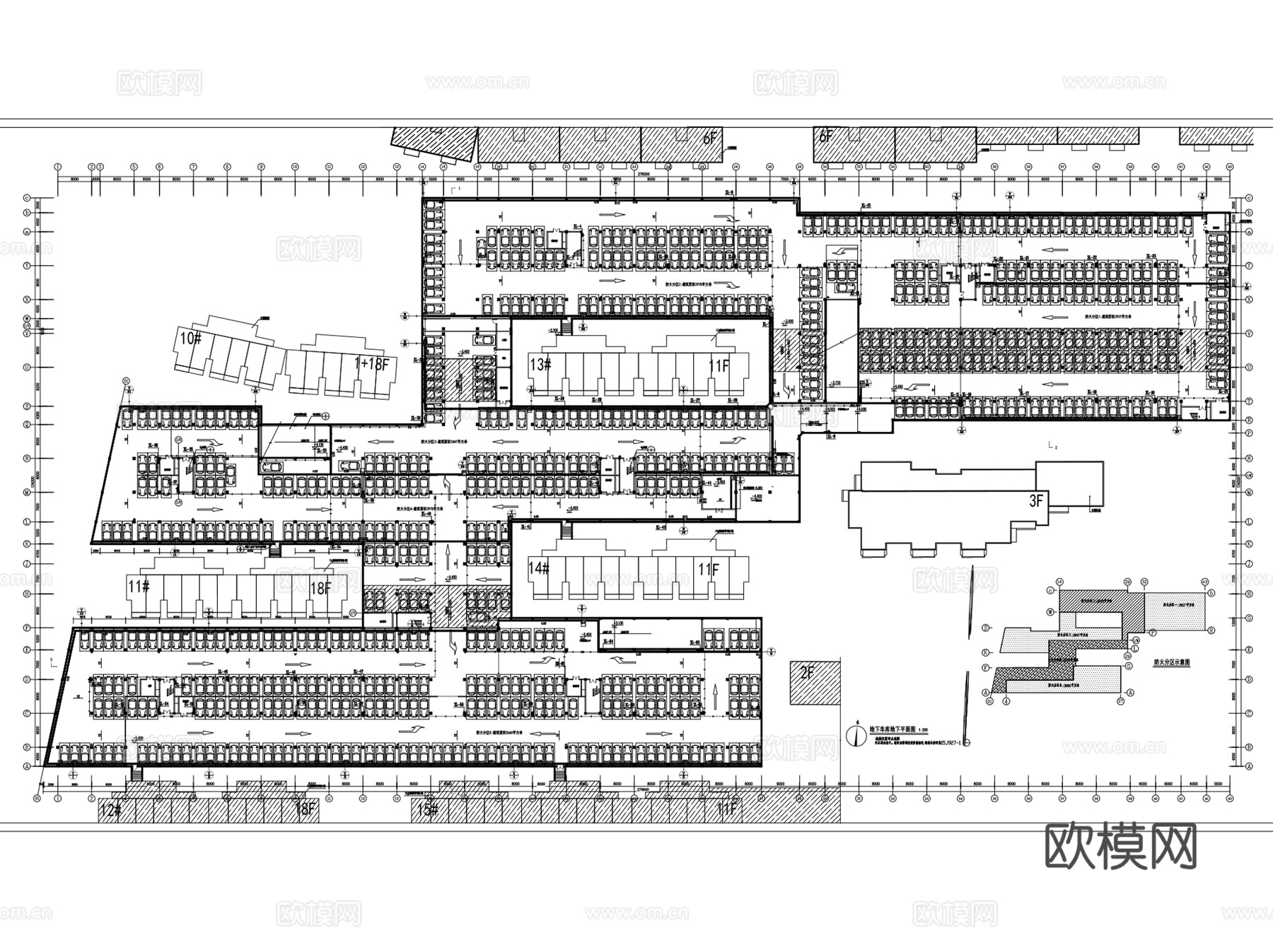 车库停车场停车位CAD施工图集cad施工图