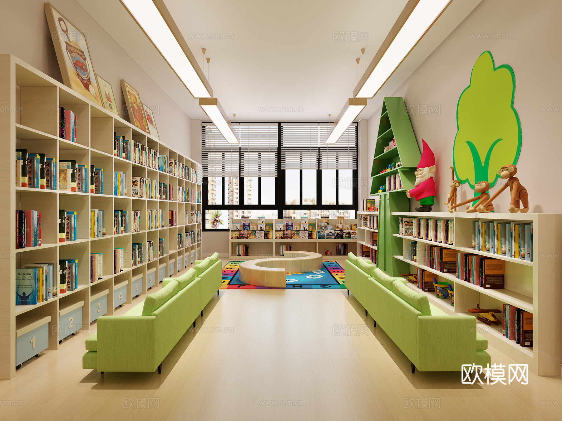 儿童图书阅览室3d模型下载（渲染图1）