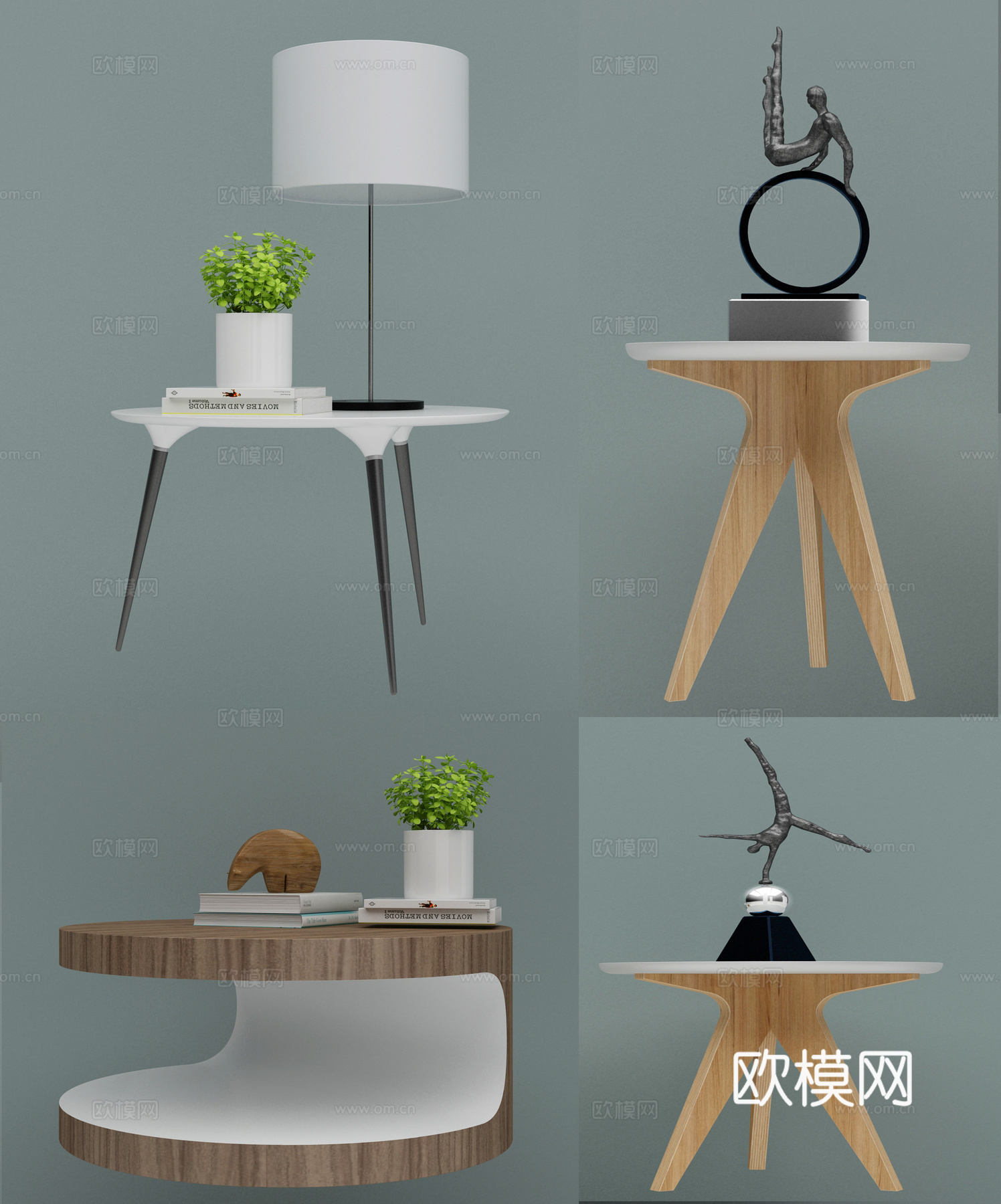 现代床头柜组合3d模型下载（渲染图2）