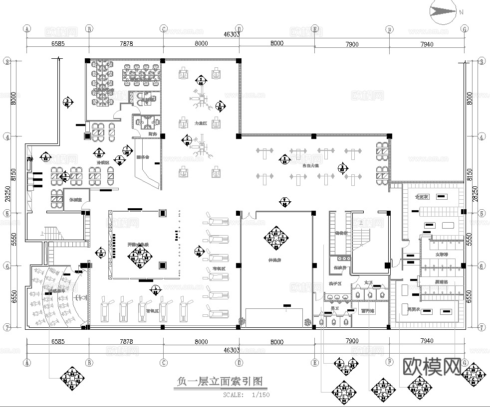 健身房 最新全套施工图合集cad施工图
