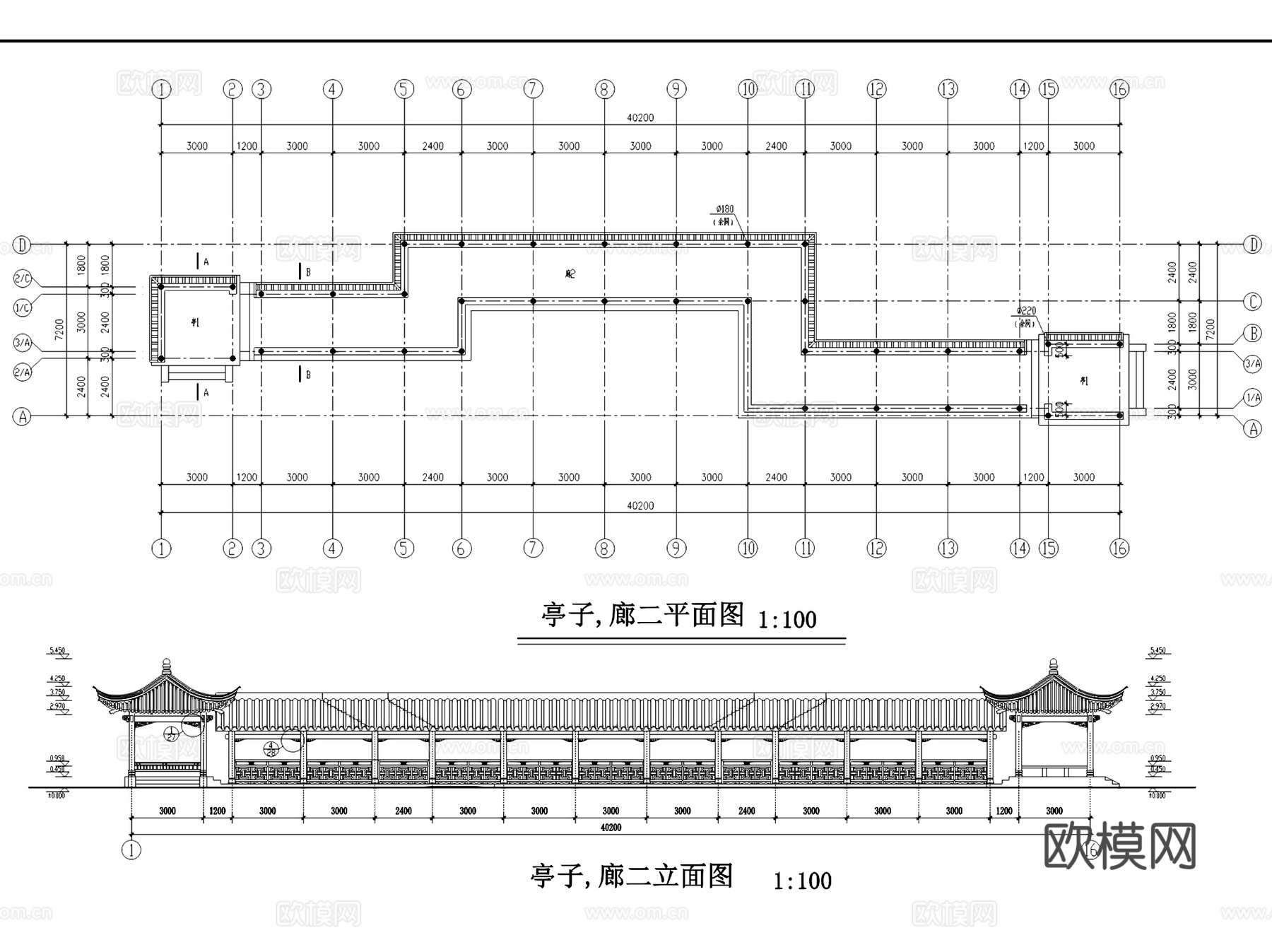 景观休闲廊架花架长廊大样CAD施工图集 70套cad施工图