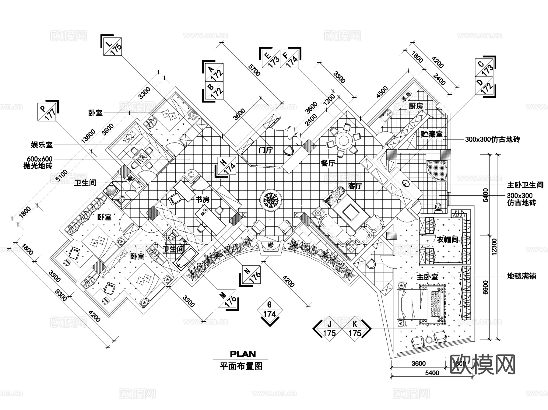 多居室各风格室内装饰CAD施工图集 5套cad施工图