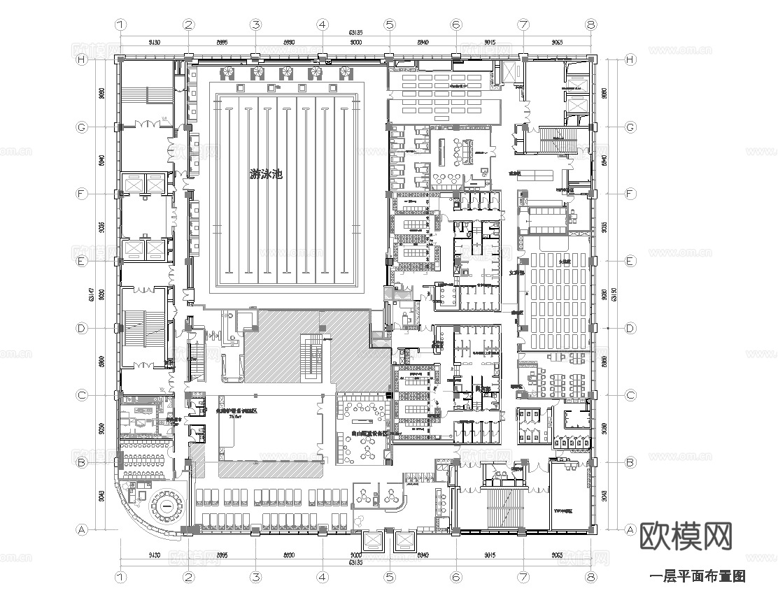 健身房 最新平面施工图合集cad施工图