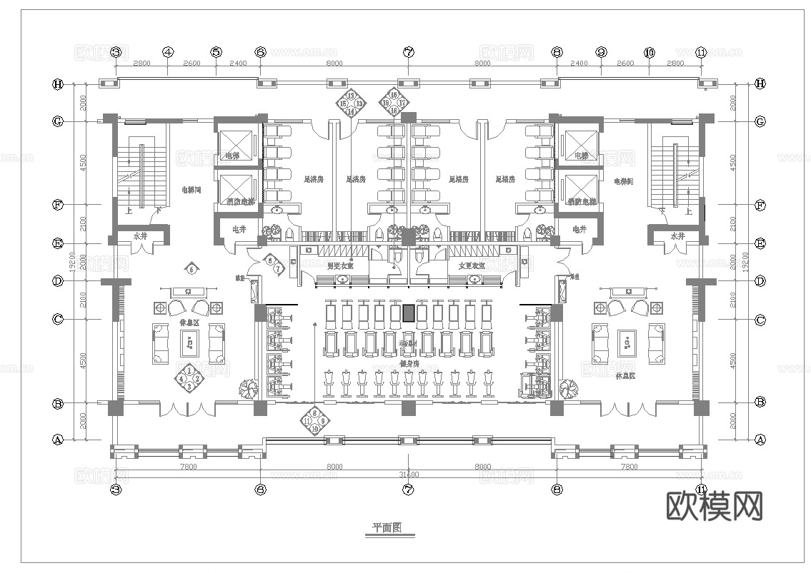 健身房 最新全套施工图合集cad施工图