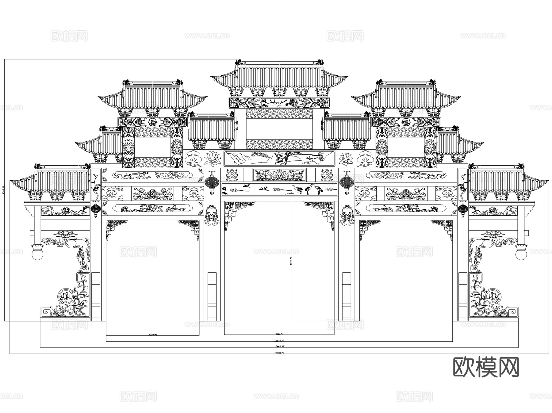 古典牌坊牌楼大样古建筑CAD施工图集 20套cad施工图