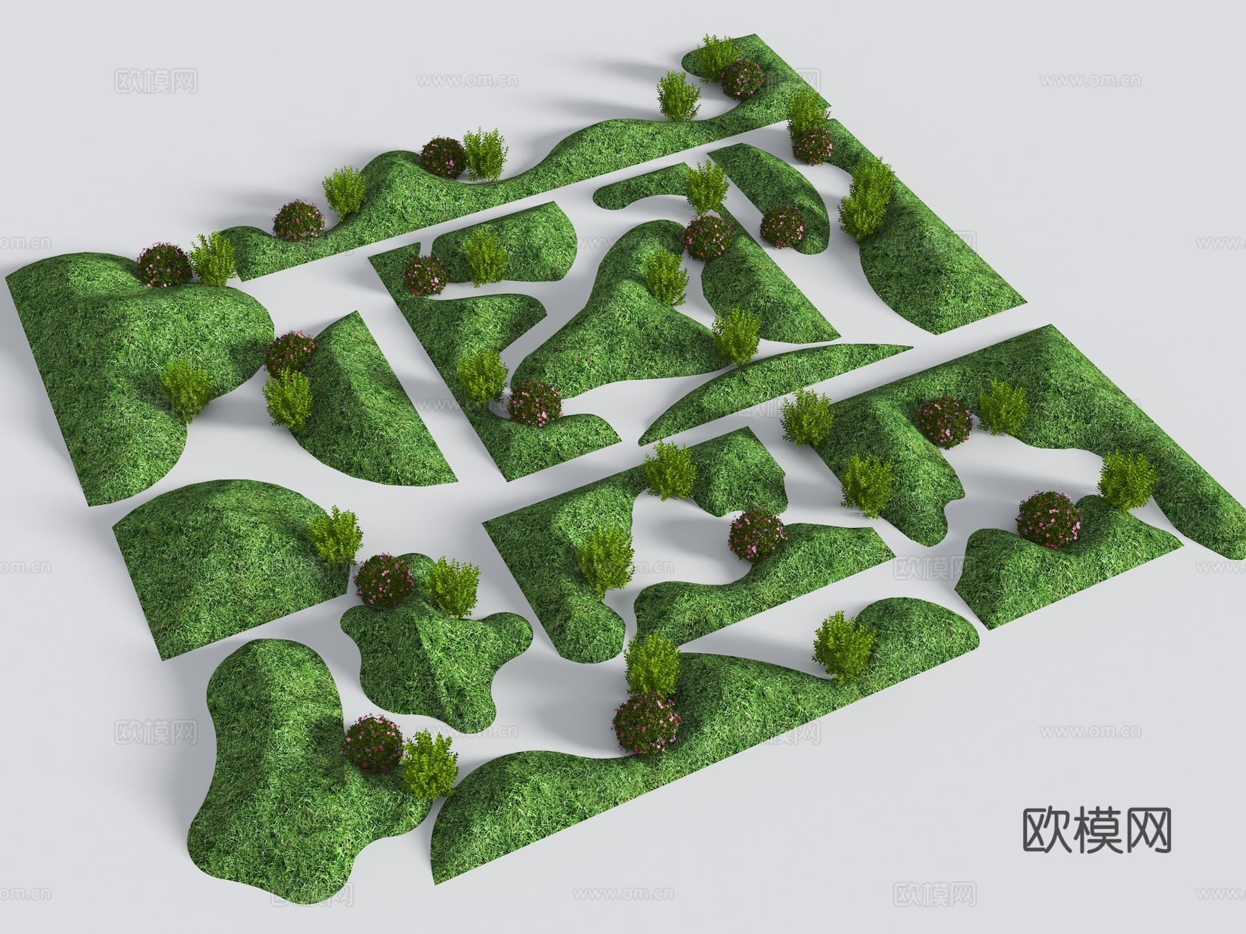 现代微地形 草坡 小山包 小土坡 枯山水 绿岛 庭院景观 景su模型