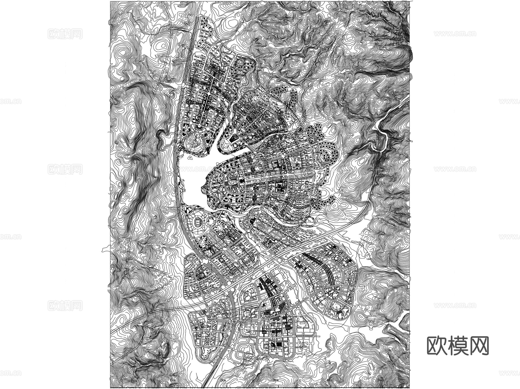 行政中心商办片区城市规划CAD总平面图施工图集46套cad施工图