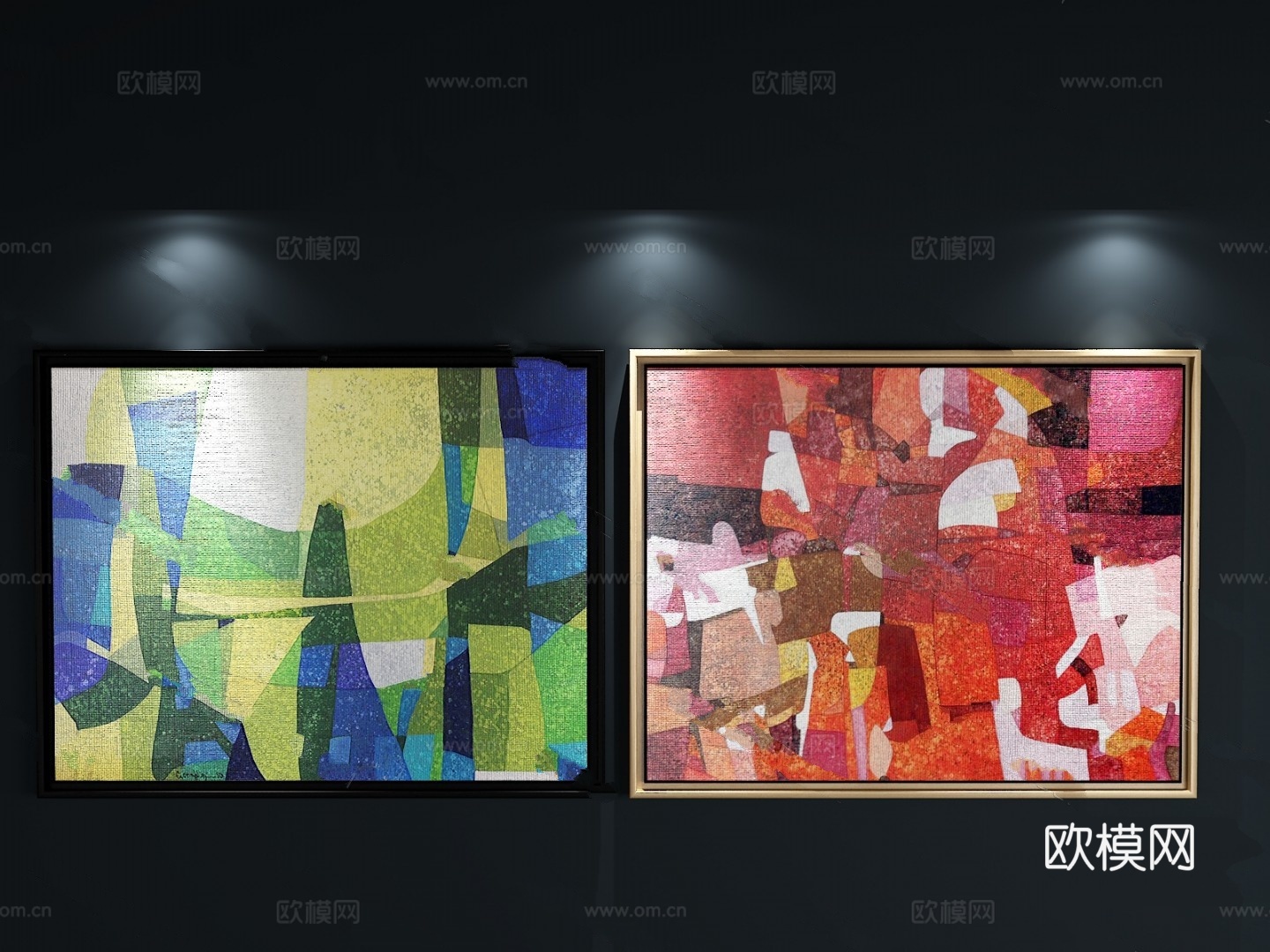 现代装饰画组合3d模型下载（渲染图1）