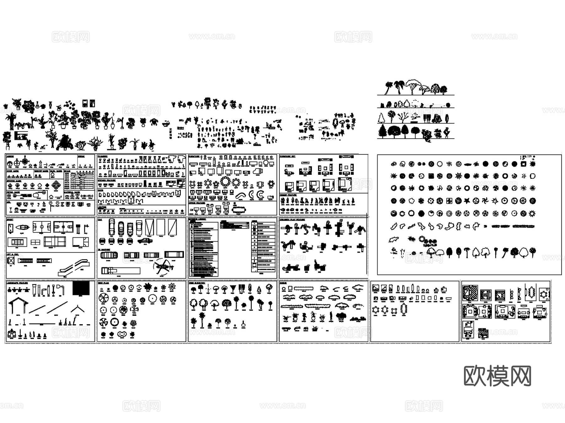 常用园林景观素材图块图库CAD施工图集cad施工图