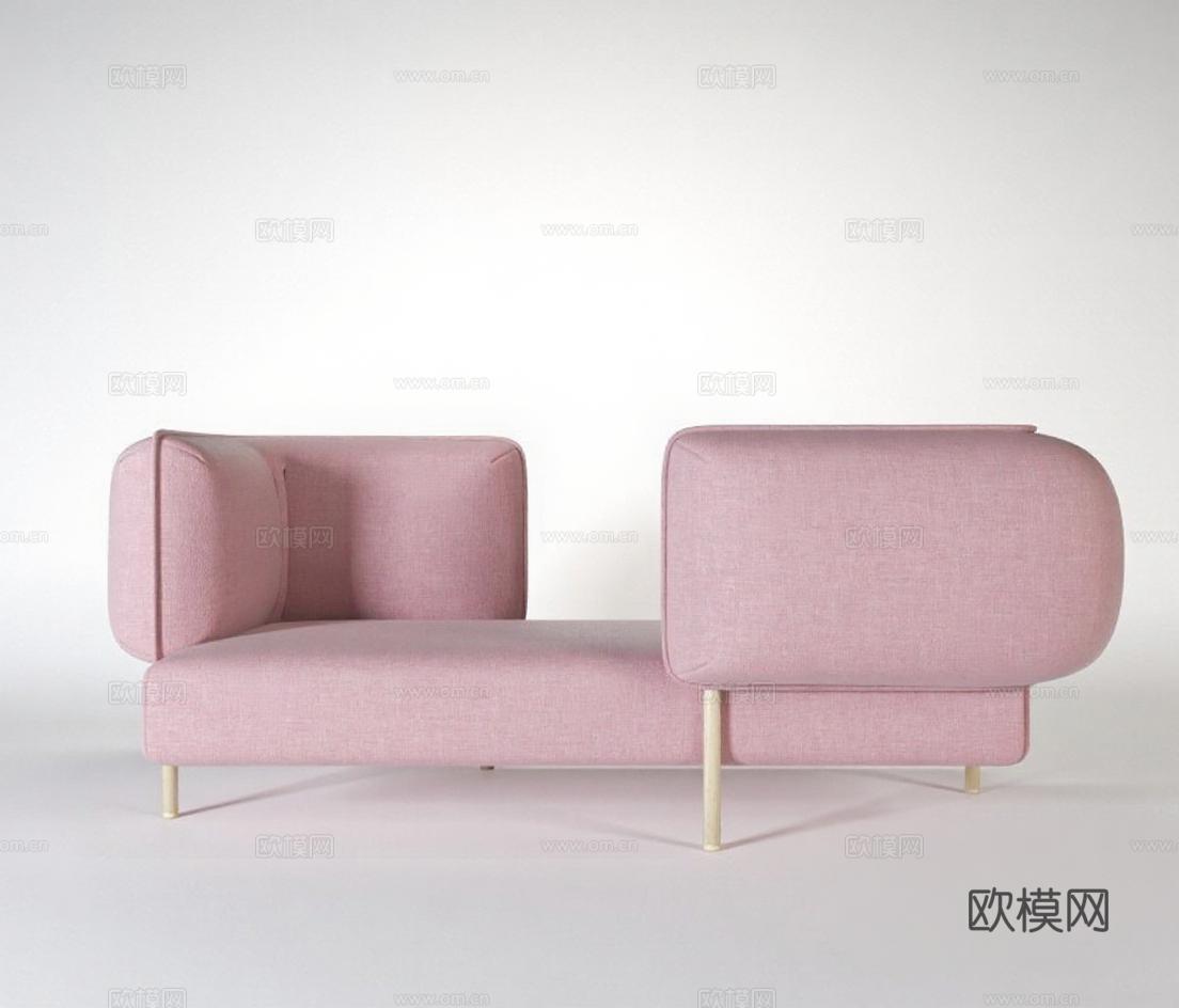 现代简约布艺沙发 客厅家具设计 粉色家居装饰 3D模型产品展示免费3d模型