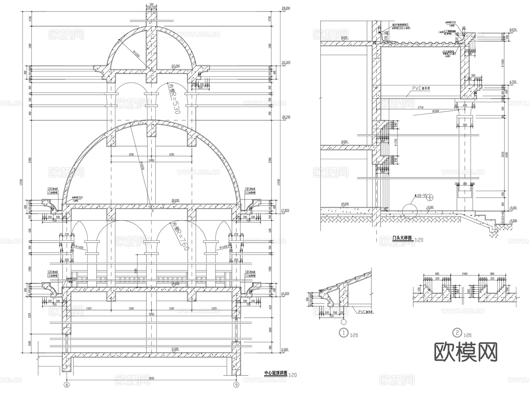 城堡基督教堂教会建筑CAD施工图集 5套cad施工图