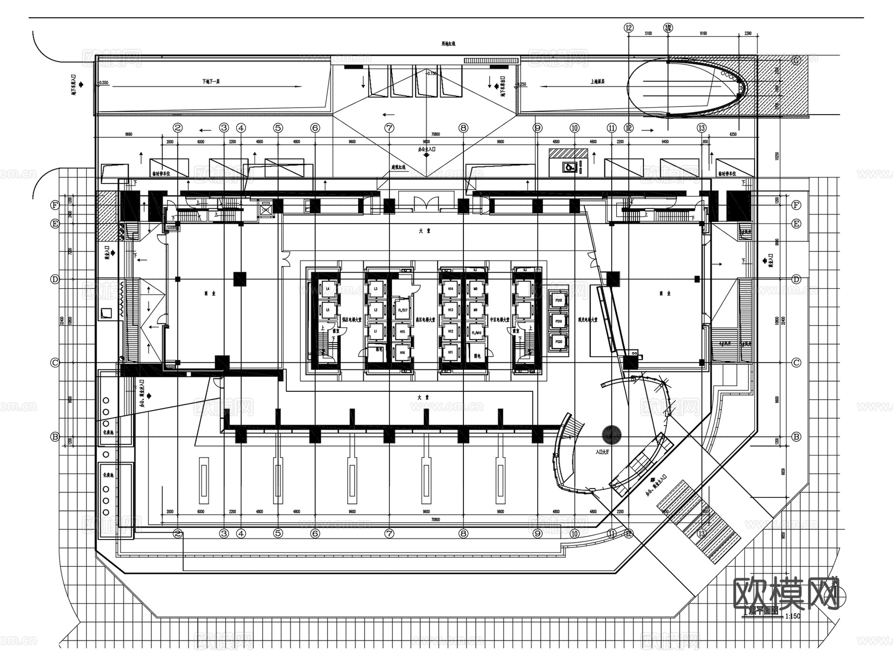 超高标准层核心筒大堂 CAD施工图集 25套cad施工图