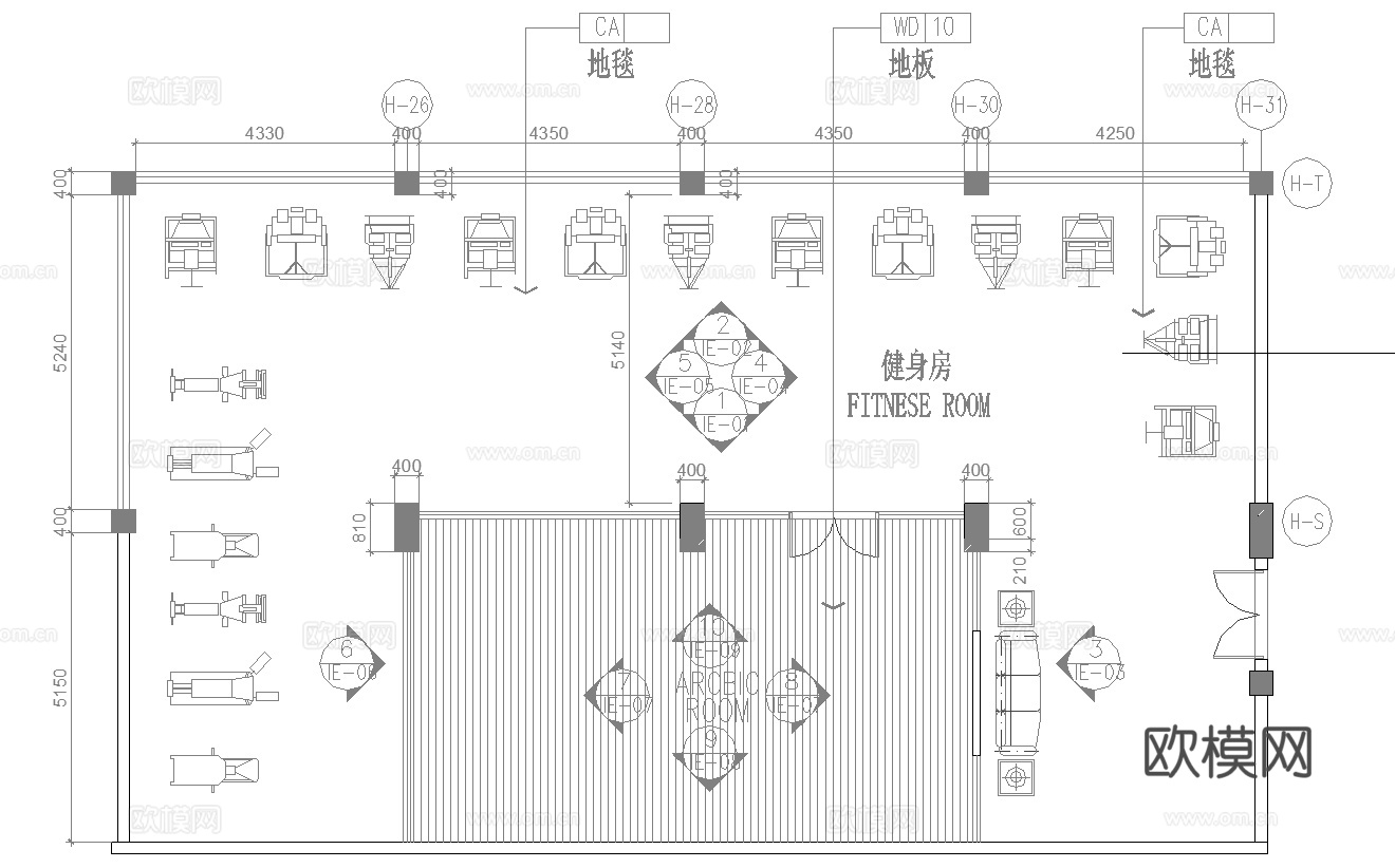 健身房 最新全套施工图合集cad施工图