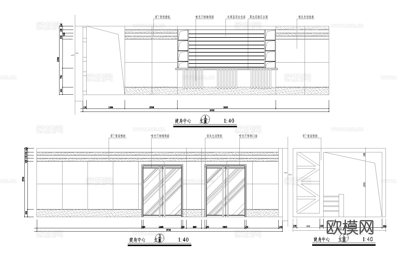 健身房 最新全套施工图合集cad施工图