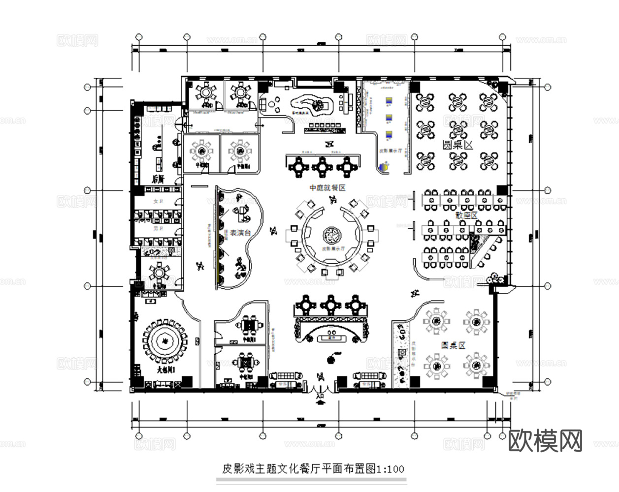 130套餐厅快餐店CAD平面设计方案cad施工图