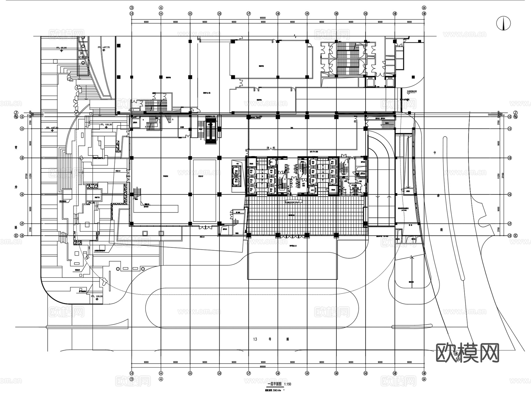超高标准层核心筒大堂 CAD施工图集 25套cad施工图