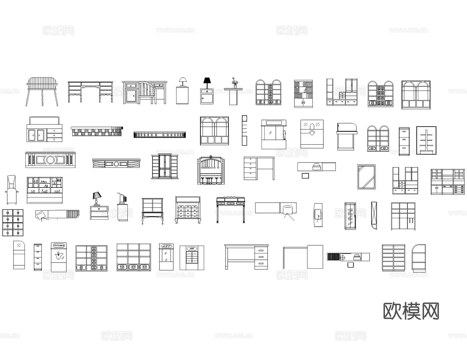 各场景室内家具模块图块CAD施工图集 8套cad施工图