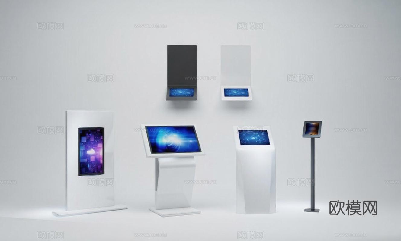 数字交互设备 科技展厅展品 极简风格屏幕 现代简约设计 3D模型封面图 动态展示装置 白色深灰主调 专业产品展示 交互式展厅设备免费3d模型下载