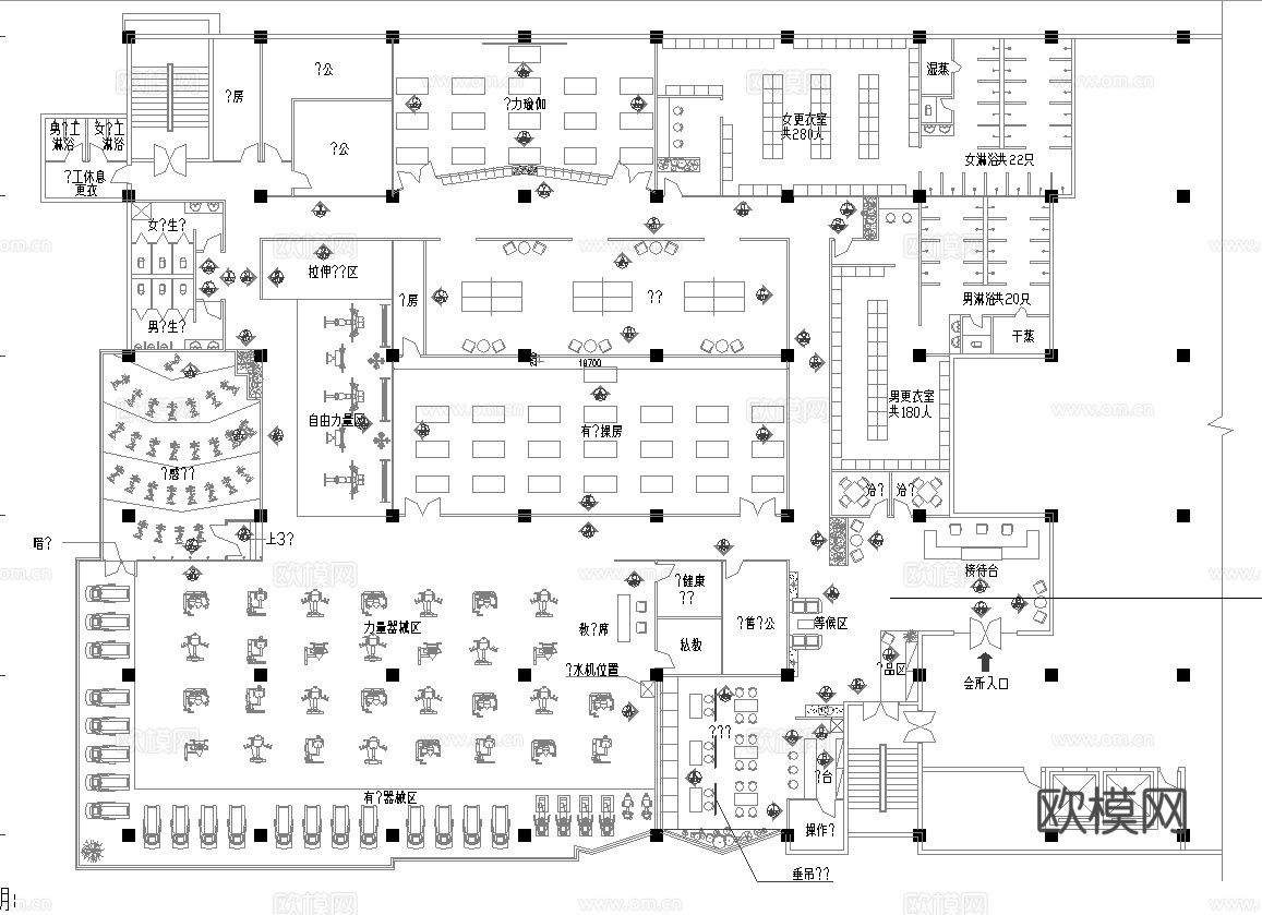 健身房 最新全套施工图合集cad施工图