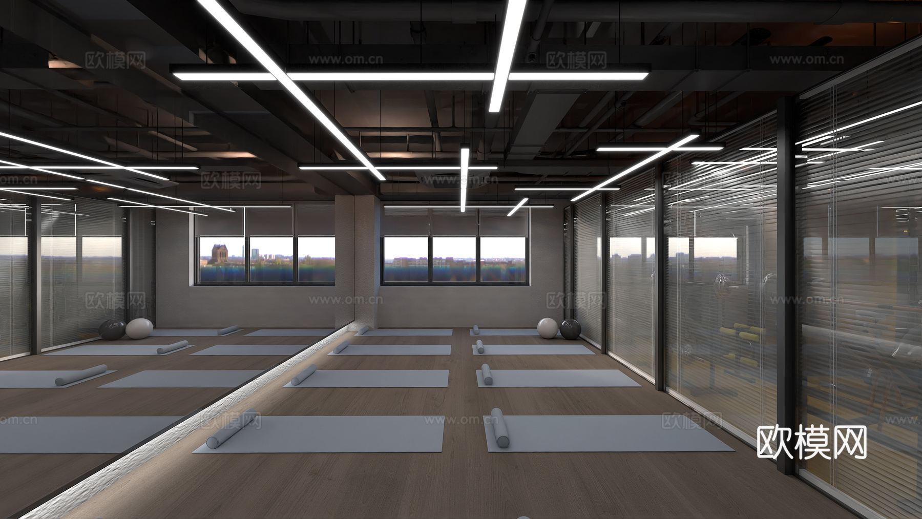 健身房 最新全套施工图 效果图合集cad施工图