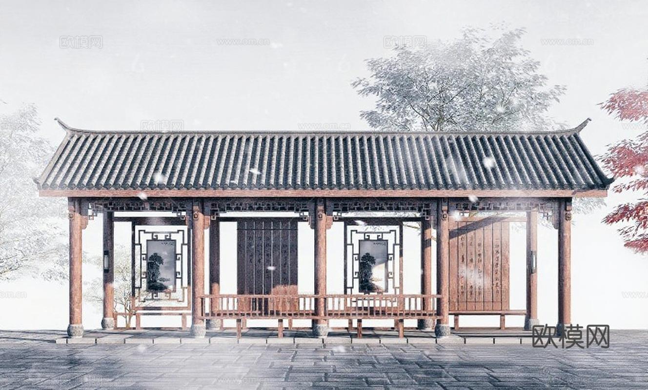 中式古典亭子3D模型 园林景观建筑渲染设计免费3d模型