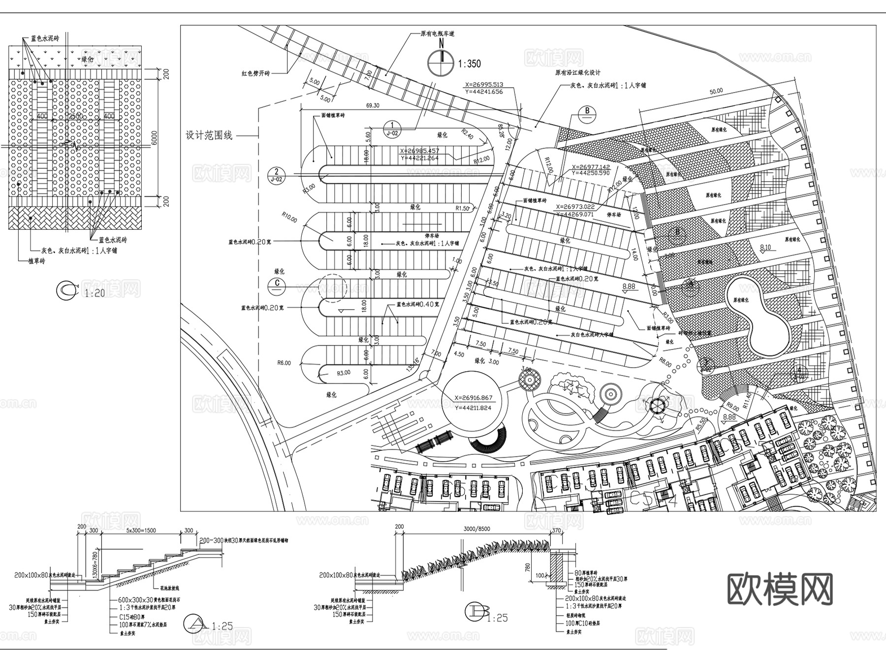 车库停车场停车位CAD施工图集cad施工图