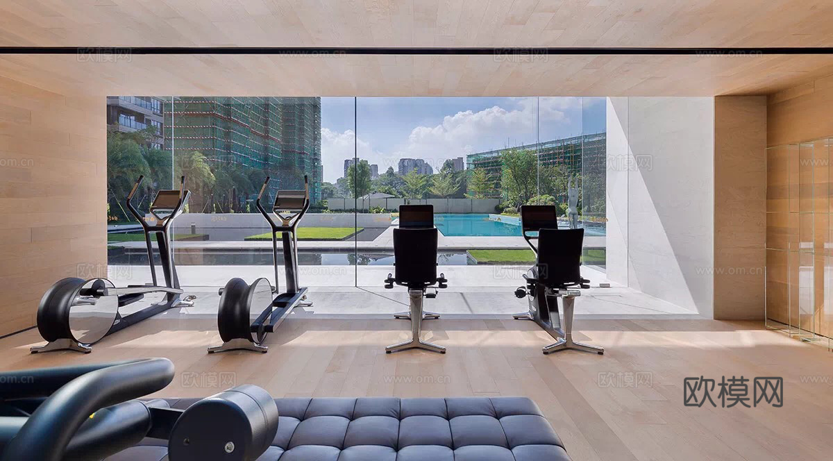 健身房 最新全套施工图 效果图合集cad施工图