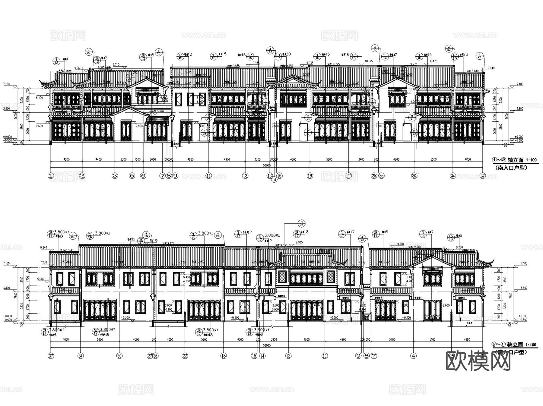 苏州绿城桃花源新中式别墅建筑CAD施工图全套cad施工图