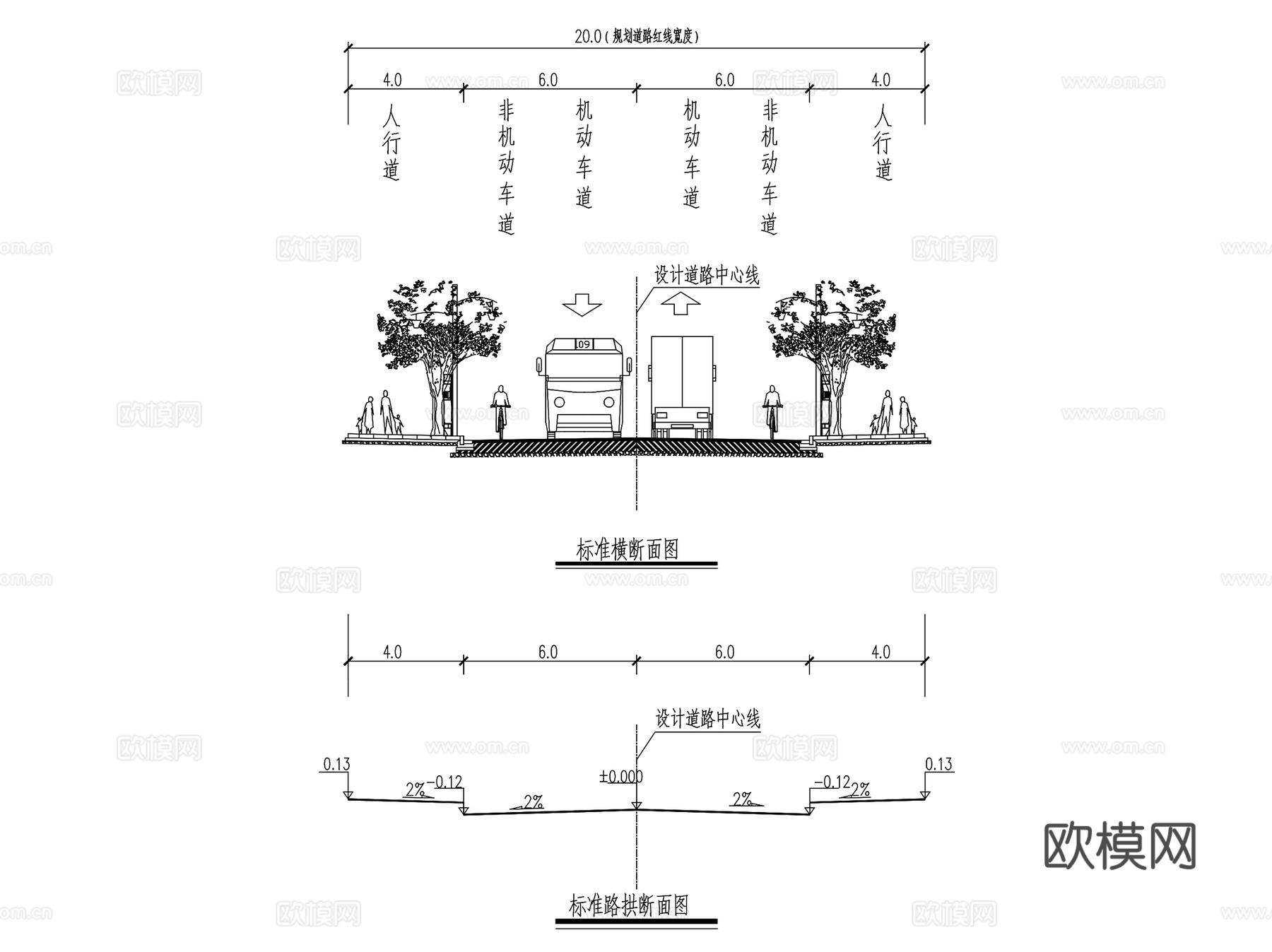 道路标准横断面景观CAD施工图集10套cad施工图