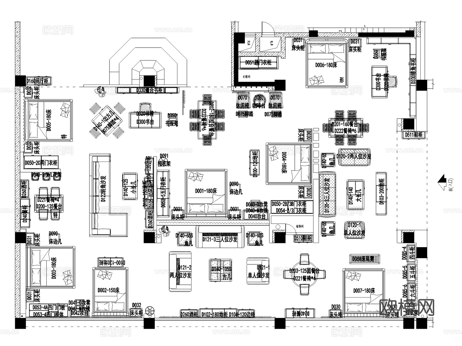 福建龙岩洋臣家具旗舰店室内装饰CAD施工图全套cad施工图