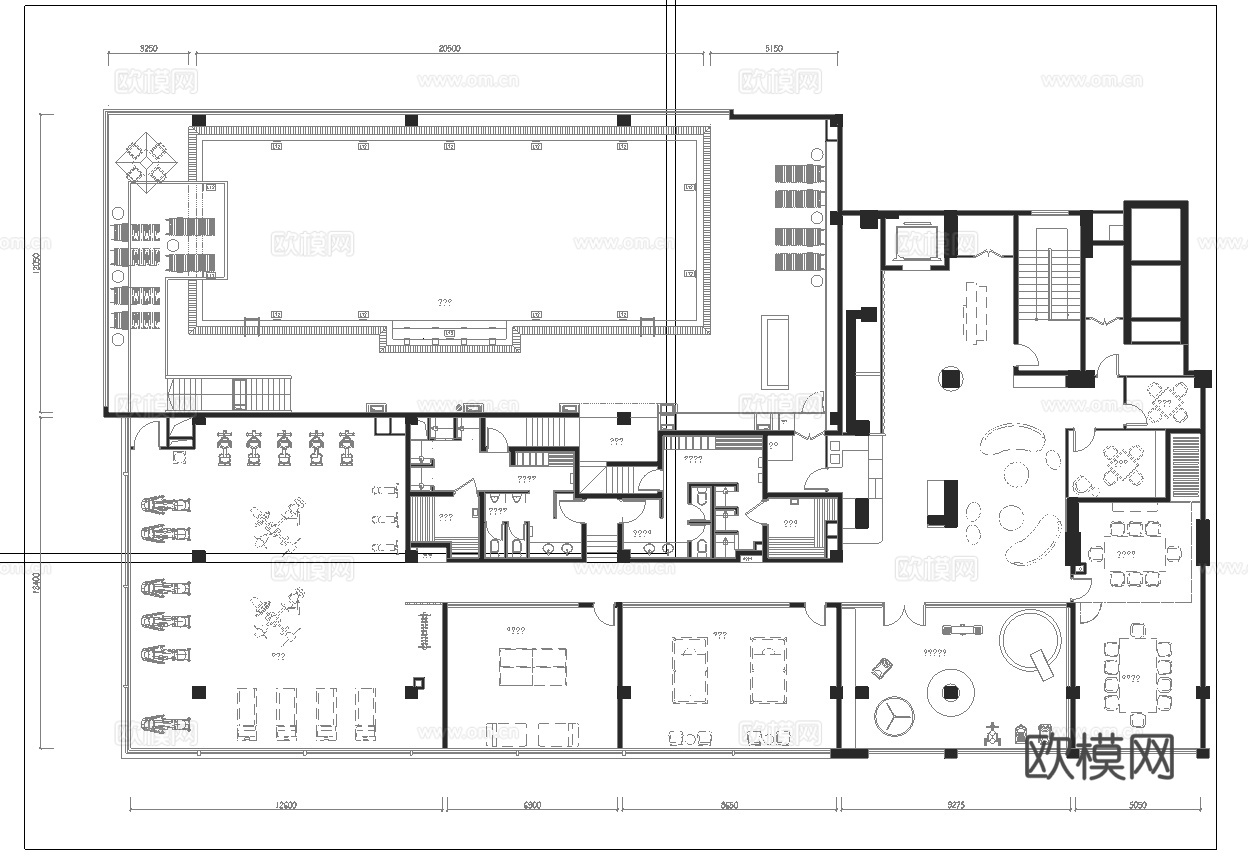 健身房 最新平面施工图合集cad施工图