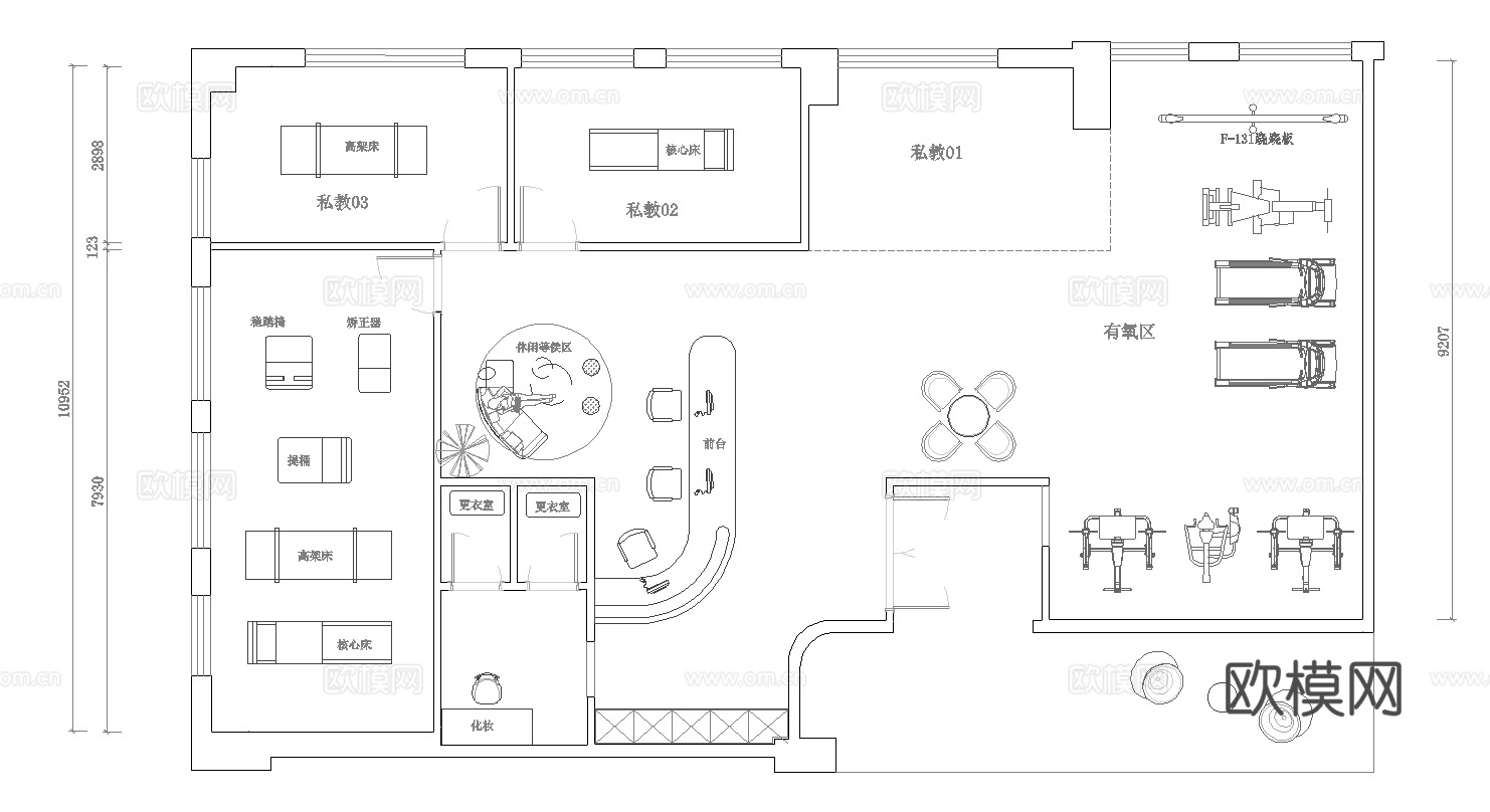 健身会所 最新平面施工图合集cad施工图