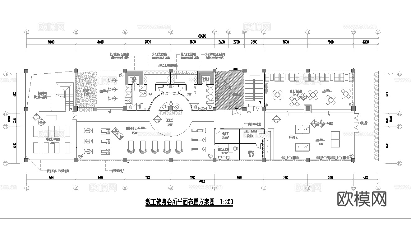 健身会所 最新全套施工图合集cad施工图