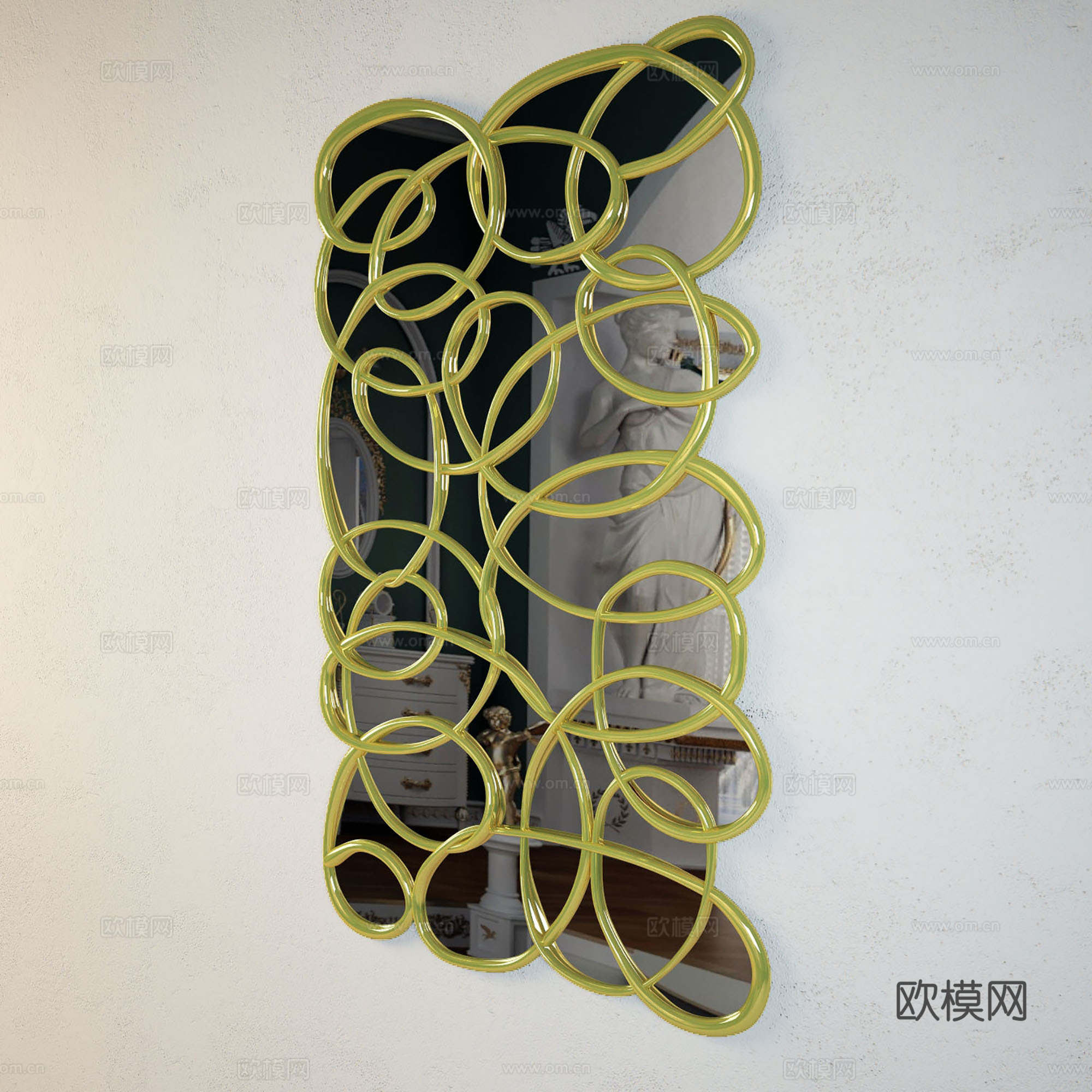 现代装饰艺术挂镜3d模型下载（渲染图2）