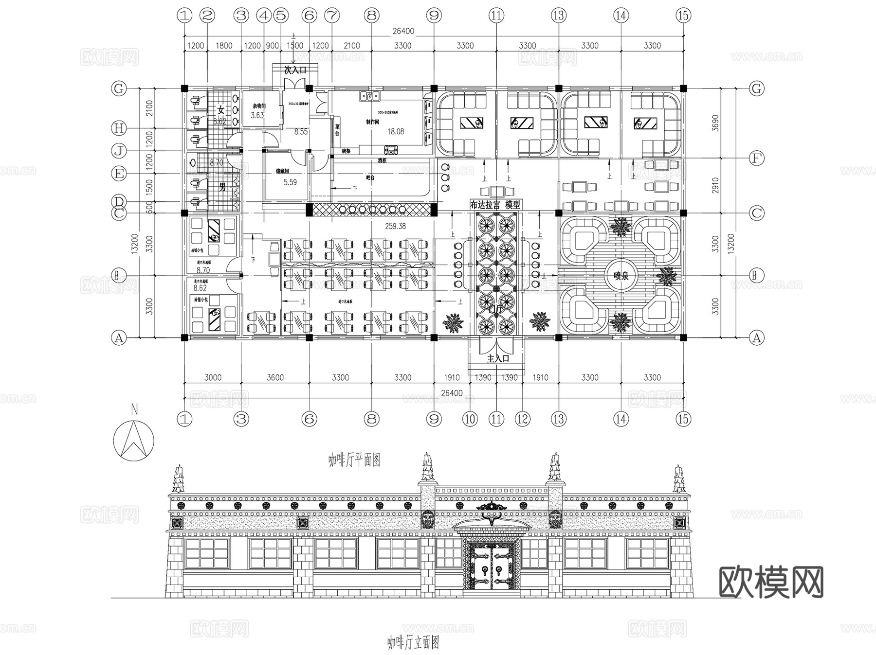 藏族风格建筑CAD施工图详图集 17套cad施工图