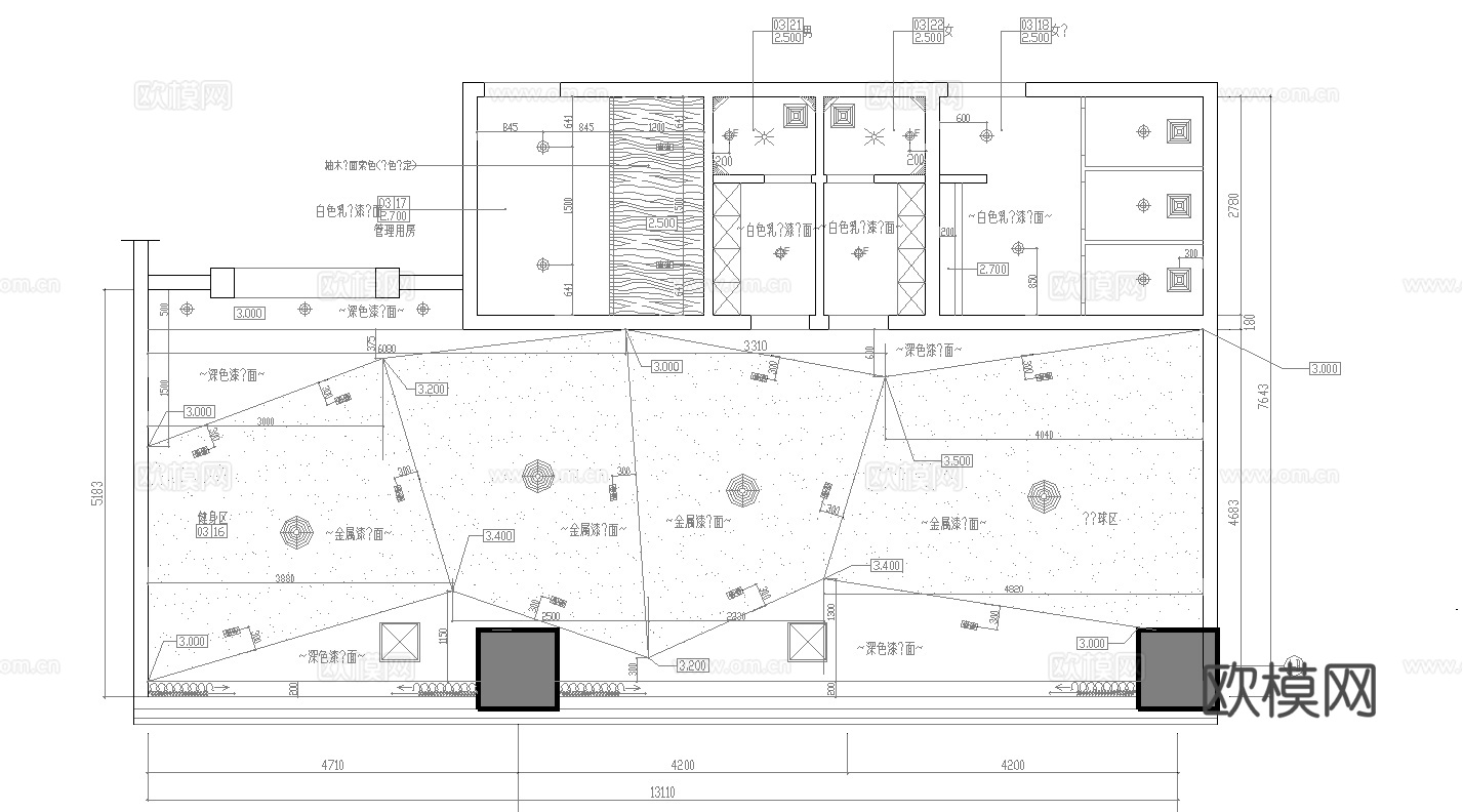 最新健身房全套施工图合集cad施工图