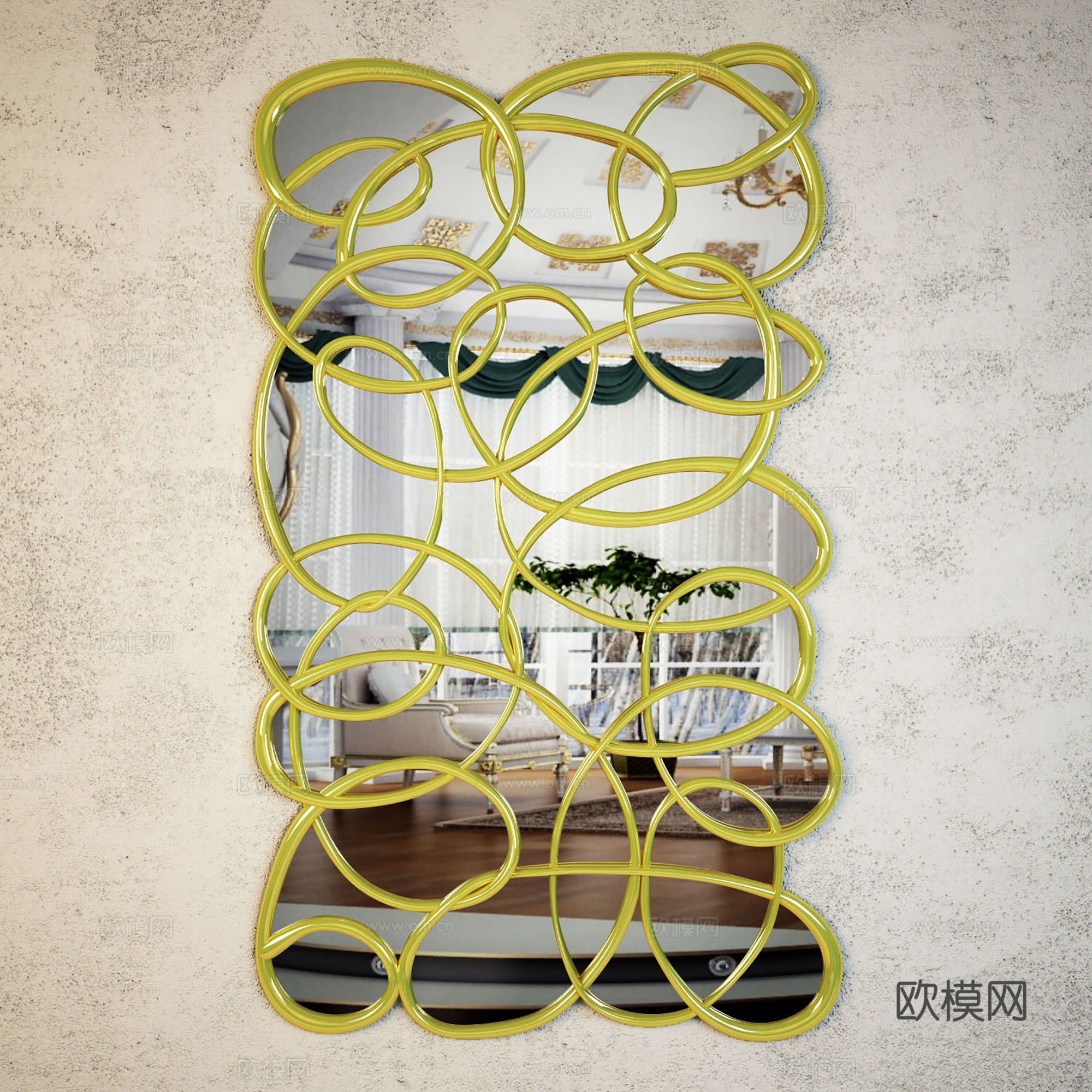 现代装饰艺术挂镜3d模型下载（渲染图3）