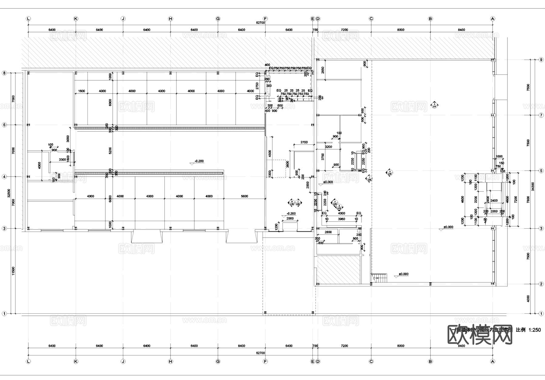 4s店汽车展厅维修体验服务中心室内工装cad施工图cad施工图